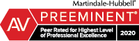 Martindale-Hubbell | AV Preeminent | Peer Rated For Highest Level of Professional Excellence | 2020